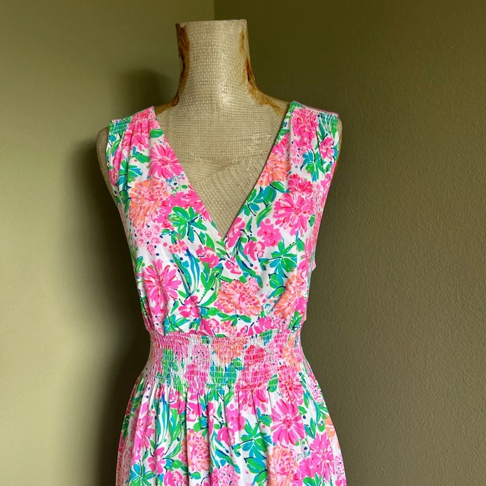 Lilly Pulitzer Pink and Green Floral Midi Dress - Picture 7 of 10